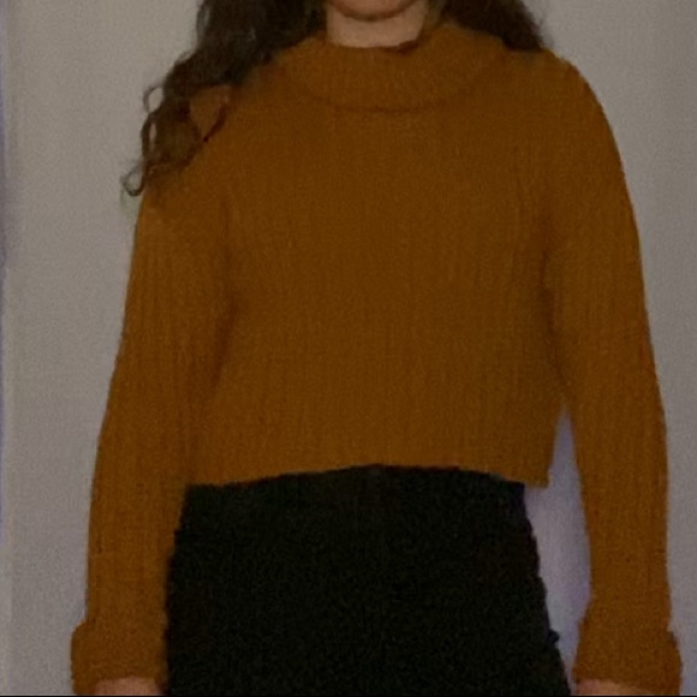 Forever 21 Orange Long Sleeve Crop Top Sweater